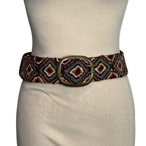 Pistil Designs Jolie  Brown Blue Wool Knit Boho Belt size Small